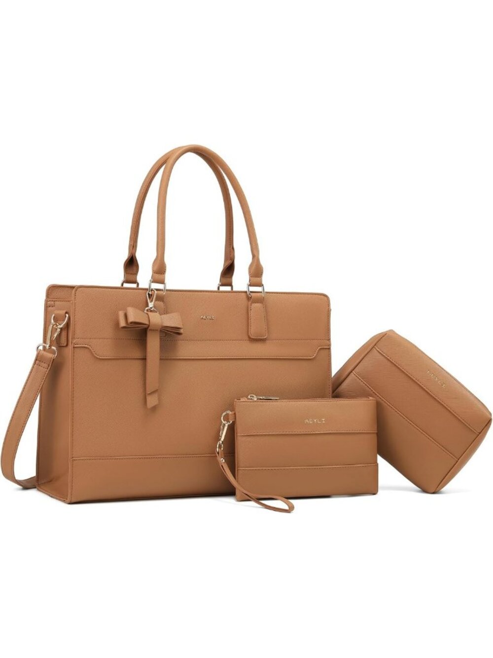 Stylish 3pcs Leather Laptop Tote Bag Set for Women - 15.6" Work & Office